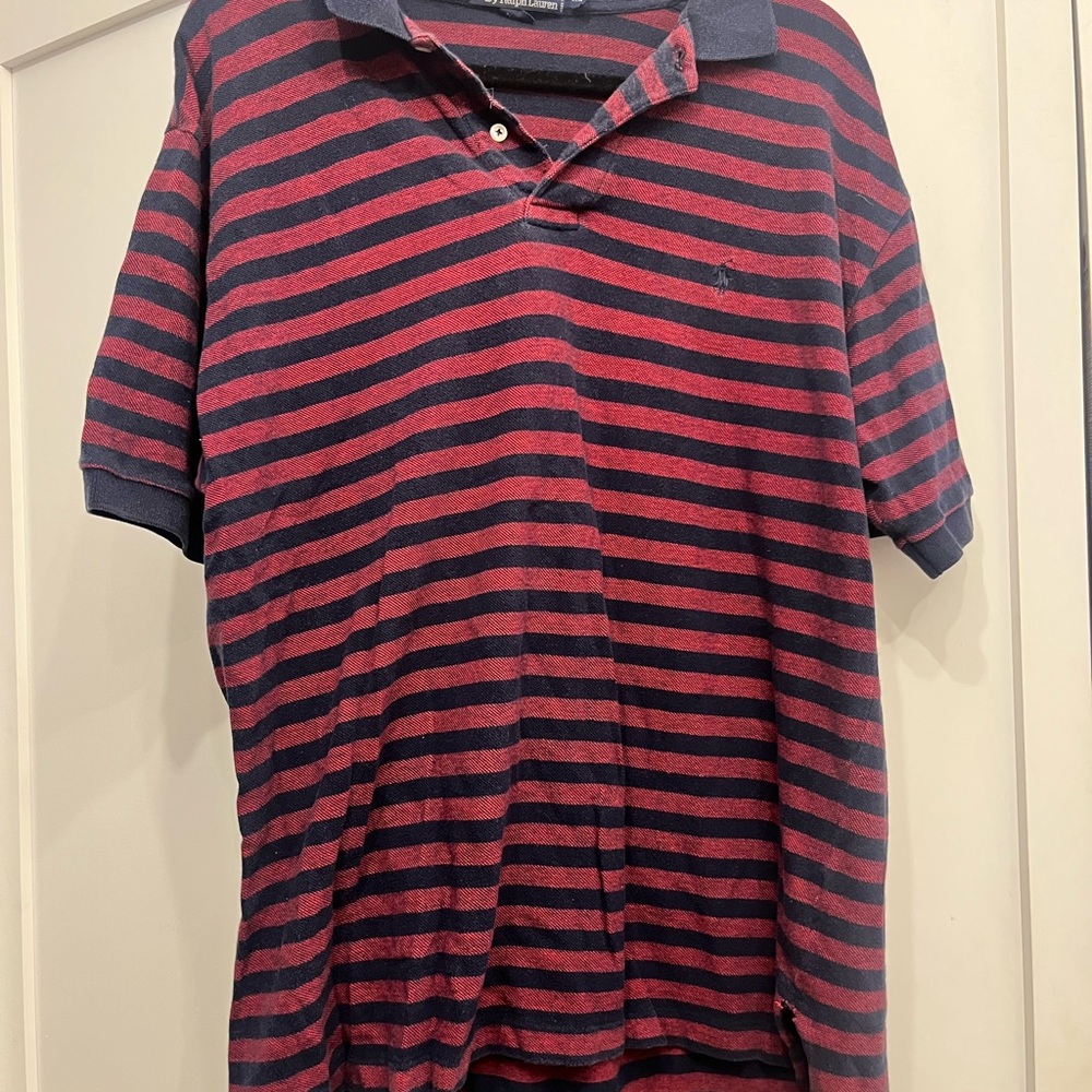 Polo by Ralph Lauren Red and Navy Striped Shirt